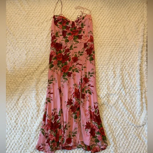 Reformation Juliette Pink Floral Midi Dress, Size 10 - Picture 4 of 6